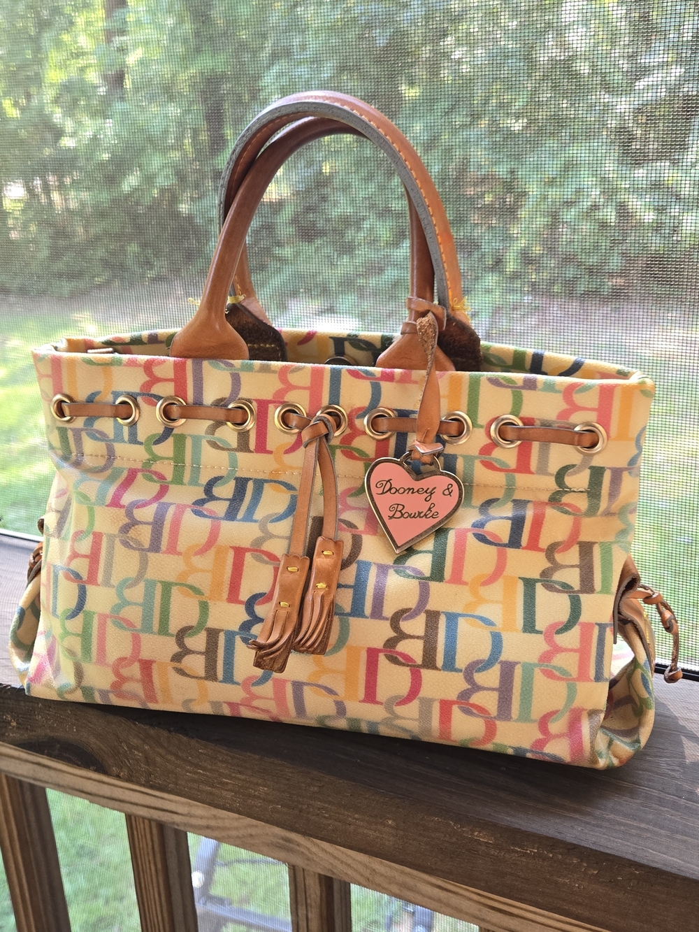 Dooney & Bourke Multicolor Signature Tote with Leather Trim